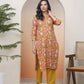 Vaasva Women Mustard Cotton Printed Straight Kurti - Swadesiicart