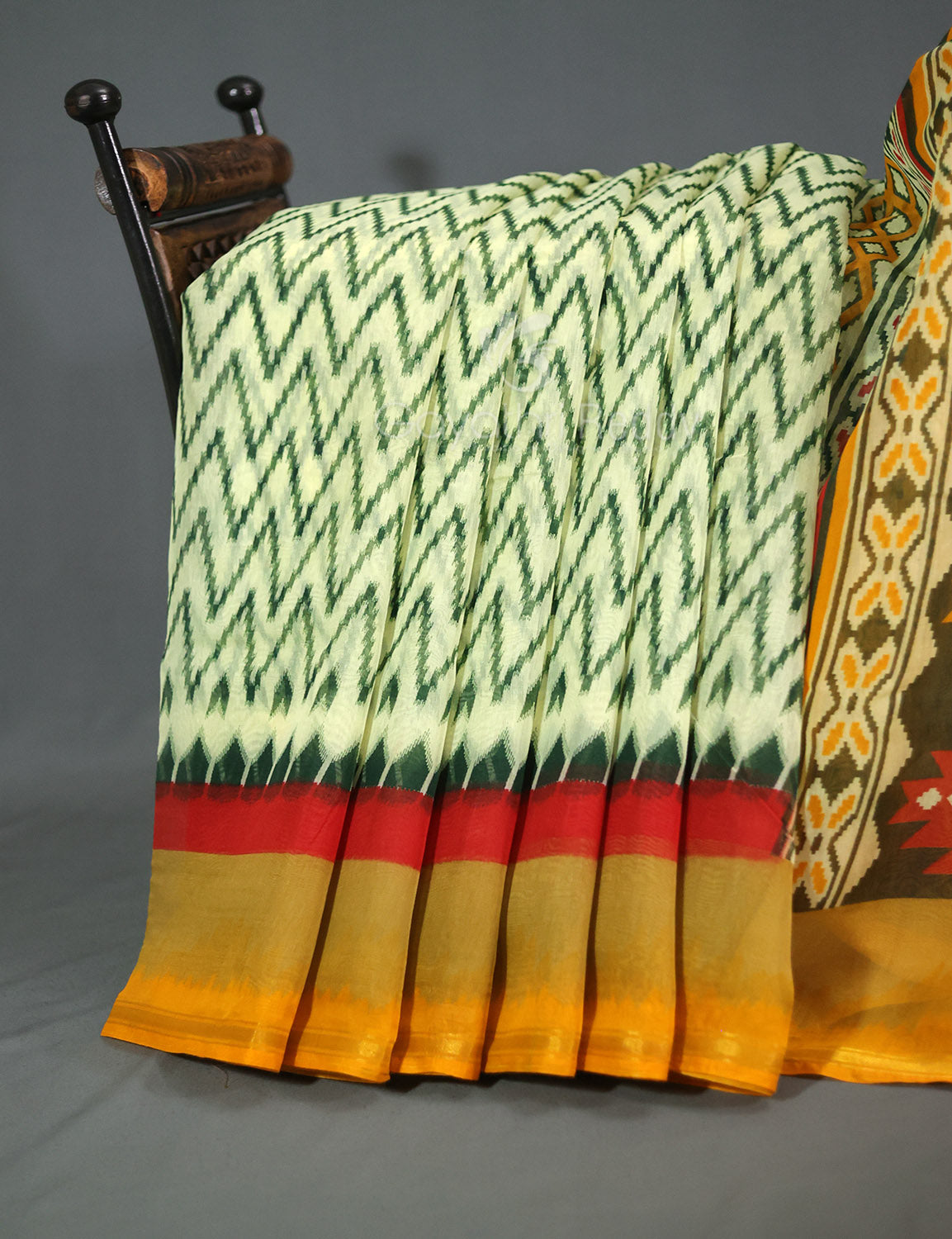 Shades of Cream And Haldi Colour Blouse Patola Print Semi Chanderi Saree By Gayathri Reddy Designer Studio | Swadesiicart