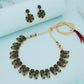 Tehzeeb Creations Luxurious Gold Polished Green Colour Choker Necklace Set With Matching Earrings - Swadesiicart