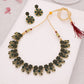 Tehzeeb Creations Luxurious Gold Polished Green Colour Choker Necklace Set With Matching Earrings - Swadesiicart