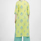 Vishudh Women Lime Green Ethnic Motifs Printed Regular Pure Cotton Kurta with Palazzos - Swadesiicart