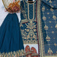 Anaita Teal Faux Georgette Readymade Suit with Embroidery & Moti Work