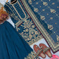 Anaita Teal Faux Georgette Readymade Suit with Embroidery & Moti Work