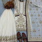 Anaita Off White Faux Georgette Readymade Suit with Embroidery & Moti Work