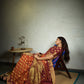 Vardha Marmalade Orange Golden Zari Banarasi Chiffon Saree | Swadesiicart