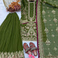 Anaita Mehendi Faux Georgette Readymade Suit with Embroidery & Moti Work