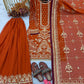 Anaita Orange Faux Georgette Readymade Suit with Embroidery & Moti Work