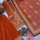 Anaita Orange Faux Georgette Readymade Suit with Embroidery & Moti Work