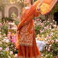 Anaita Orange Faux Georgette Readymade Suit with Embroidery & Moti Work