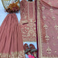 Anaita Pink Faux Georgette Readymade Suit with Embroidery & Moti Work