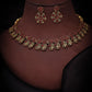 Tehzeeb Creations Luxurious Gold Polished Maroon Colour Choker Necklace Set With Matching Earrings - Swadesiicart
