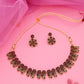 Tehzeeb Creations Luxurious Gold Polished Maroon Colour Choker Necklace Set With Matching Earrings - Swadesiicart