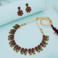 Tehzeeb Creations Luxurious Gold Polished Maroon Colour Choker Necklace Set With Matching Earrings - Swadesiicart