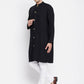 Even Apparels Black Pure Cotton Men's Sherwani Kurta With Open Front | Swadesiicart