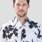 Xkind White Floral Printed Textured Regular Fit Shirt | Swadesiicart