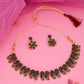 Tehzeeb Creations Luxurious Gold Polished Maroon & Green Colour Choker Necklace Set With Matching Earrings - Swadesiicart