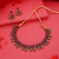 Tehzeeb Creations Luxurious Gold Polished Pink Colour Choker Necklace Set With Matching Earrings - Swadesiicart