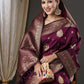 Anouk Purple & Gold-Toned Ethnic Motifs Zari Banarasi Saree | Swadesiicart