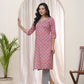 Vaasva Women Pink Cotton Printed Straight Kurti - Swadesiicart