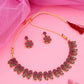 Tehzeeb Creations Luxurious Gold Polished Pink Colour Choker Necklace Set With Matching Earrings - Swadesiicart
