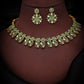 Tehzeeb Creations Luxurious Gold Polished Sea Green Colour Choker Necklace Set With Matching Earrings - Swadesiicart