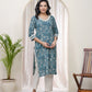 Vaasva Women Ferozi Cotton Printed Straight Kurti - Swadesiicart