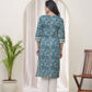 Vaasva Women Ferozi Cotton Printed Straight Kurti - Swadesiicart