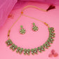Tehzeeb Creations Luxurious Gold Polished Sea Green Colour Choker Necklace Set With Matching Earrings - Swadesiicart