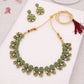 Tehzeeb Creations Luxurious Gold Polished Sea Green Colour Choker Necklace Set With Matching Earrings - Swadesiicart