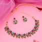 Tehzeeb Creations Luxurious Gold Polished Sky Blue Color Choker Necklace Set With Matching Earrings - Swadesiicart