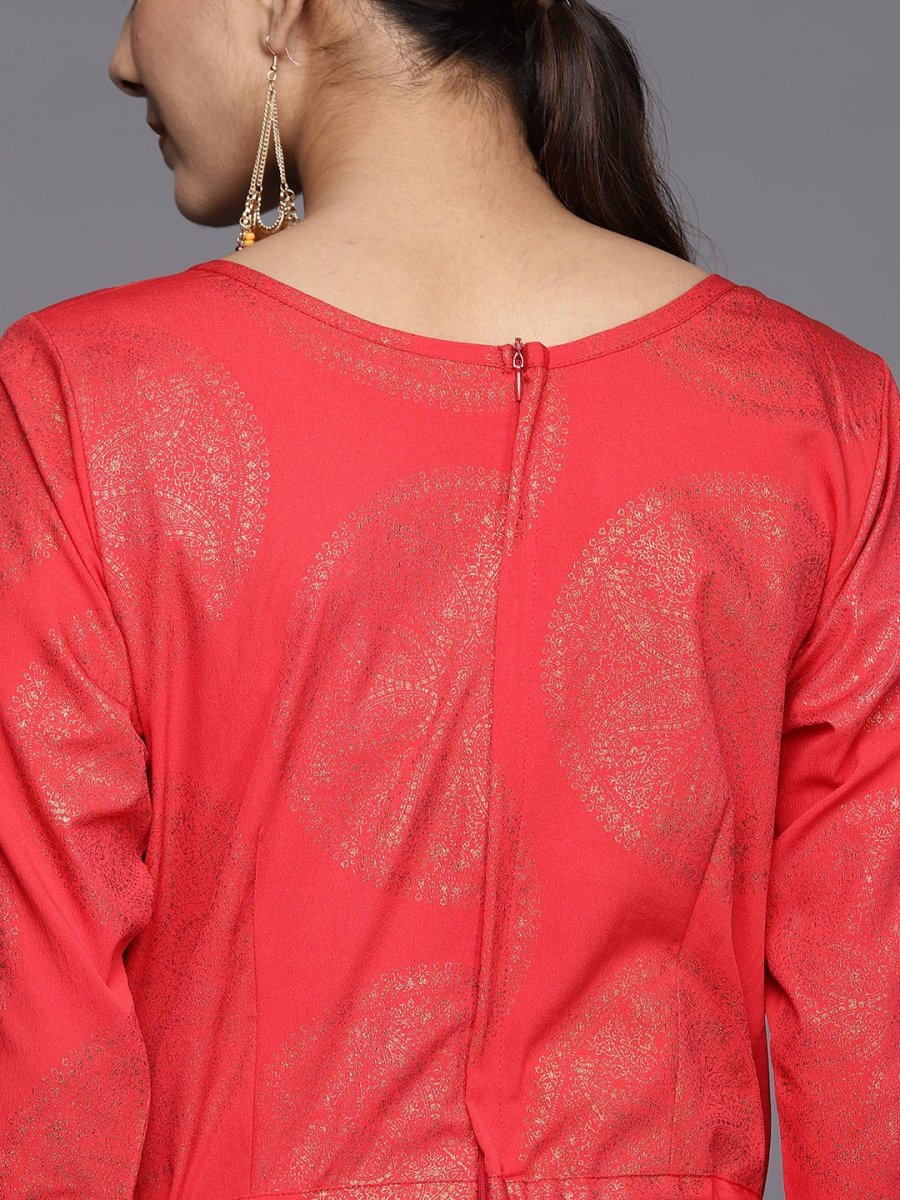 Ahalyaa Printed Crepe Basic Jumpsuit With Waist Tie-Ups | Swadesiicart
