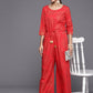 Ahalyaa Printed Crepe Basic Jumpsuit With Waist Tie-Ups | Swadesiicart