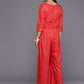 Ahalyaa Printed Crepe Basic Jumpsuit With Waist Tie-Ups | Swadesiicart