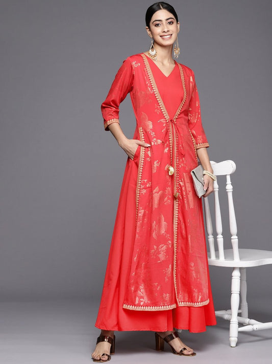 Ahalyaa Floral Printed Ethnic Maxi Dress | Swadesiicart