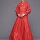 Ahalyaa Ethnic Motifs Keyhole Neck Ethnic Maxi Dress | Swadesiicart