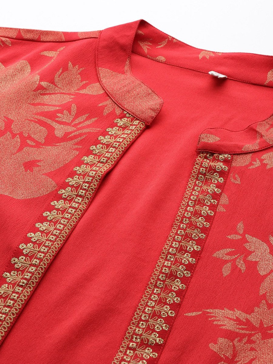 Ahalyaa Crepe Top With Skirt & Jacket | Swadesiicart