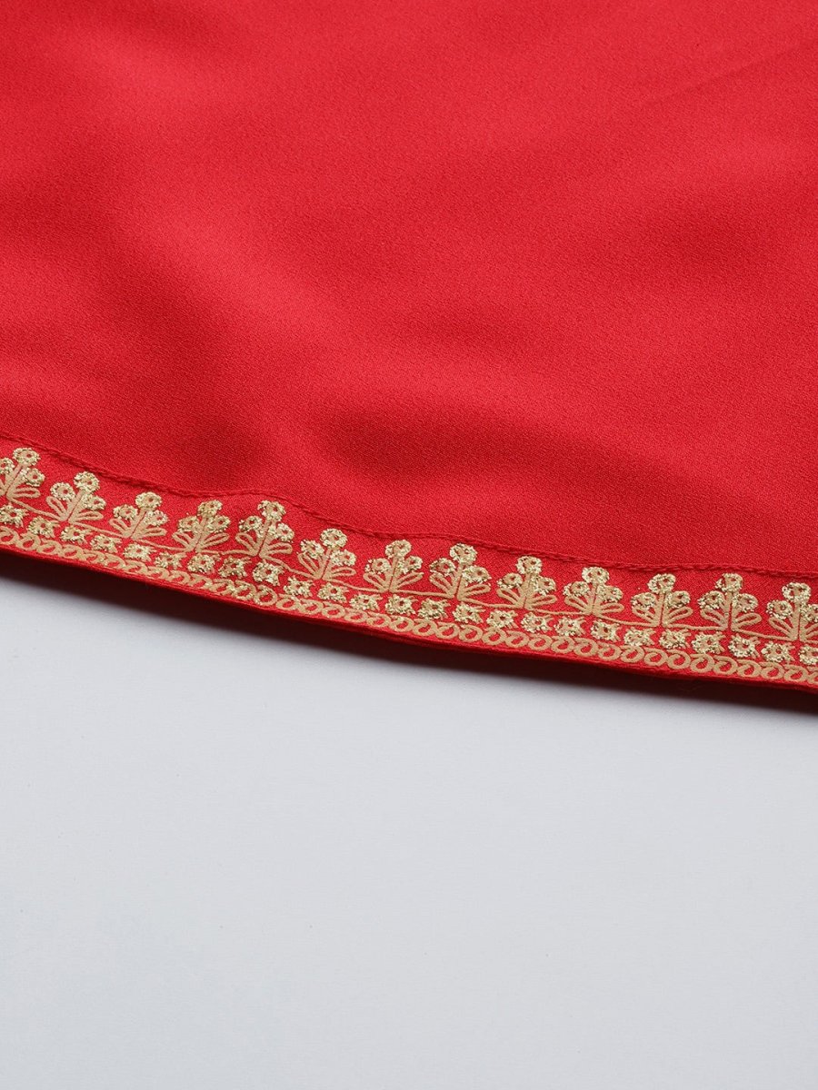 Ahalyaa Crepe Top With Skirt & Jacket | Swadesiicart
