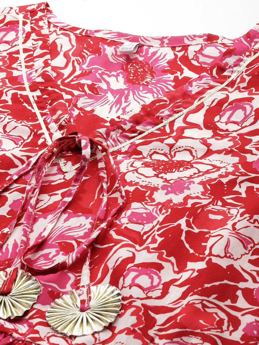 Ahalyaa Women's Traditional wear Ethnic Dress - Red | Swadesiicart