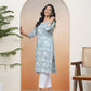 Vaasva Women Mint Cotton Printed Straight Kurti - Swadesiicart