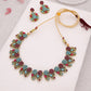 Tehzeeb Creations Luxurious Gold Polished Sky Blue Color Choker Necklace Set With Matching Earrings - Swadesiicart
