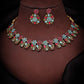 Tehzeeb Creations Luxurious Gold Polished Sky Blue Color Choker Necklace Set With Matching Earrings - Swadesiicart