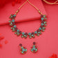 Tehzeeb Creations Luxurious Gold Polished Sky Blue Color Choker Necklace Set With Matching Earrings - Swadesiicart