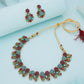 Tehzeeb Creations Luxurious Gold Polished Sky Blue Color Choker Necklace Set With Matching Earrings - Swadesiicart