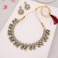 Tehzeeb Creations Luxurious Gold Polished White Colour Choker Necklace Set With Matching Earrings - Swadesiicart