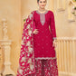 Anaita Red Roman Silk Embroidered Salwar Suit