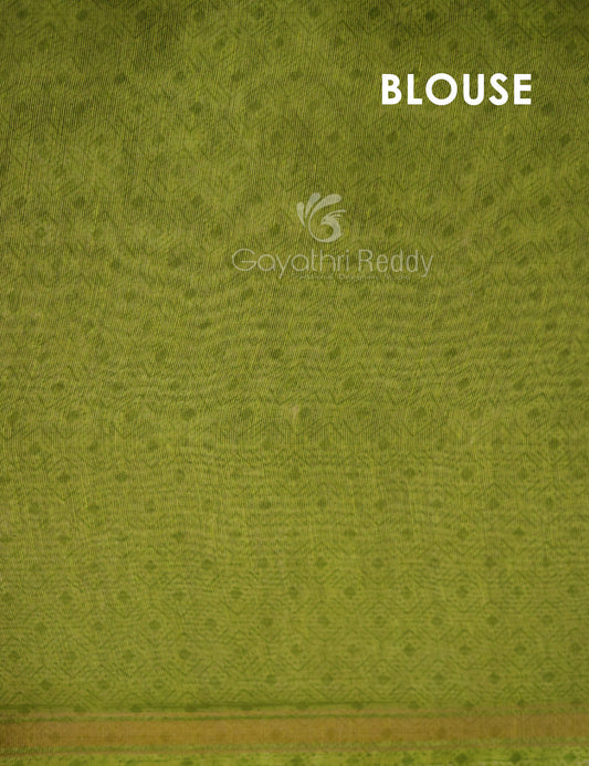 Shades of Cream And Parrot Green Blouse Patola Print Semi Chanderi Saree By Gayathri Reddy Designer Studio | Swadesiicart