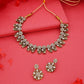 Tehzeeb Creations Luxurious Gold Polished White Colour Choker Necklace Set With Matching Earrings - Swadesiicart