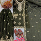 Anaita Mehendi Silk Readymade Suit with Embroidery & Diamond Work