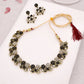 Tehzeeb Creations Luxurious Gold Polished Black &White Colour Choker Necklace Set With Matching Earrings - Swadesiicart