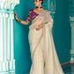 Anaita Beige Embroidery Work Saree With Jacquard Work Blouse Piece